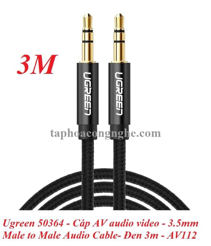 Ugreen 50364 3M màu Đen Cáp âm thanh 2 đầu 3.5mm dương AV112 30050364